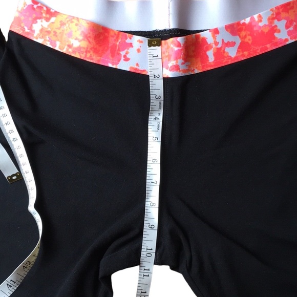 OLD NAVY ACTIVE Yoga Stretch Pants / Leggings Black, Orange Pink White band Sz L - Picture 4 of 6